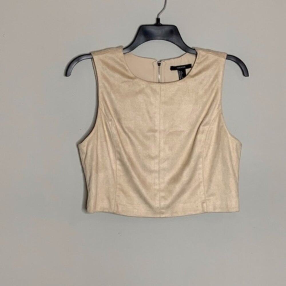 Forever 21 Tan Faux Suede Crop Top L